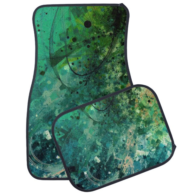 Green Noise Abstract Car Floor Mat (Set)