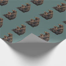Green Nordic Bear Gift Wrap Roll