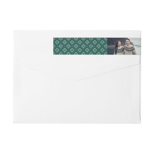 Green Nordic Snowflake  Holiday Photo Wrap Around Label