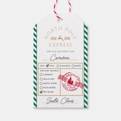 Green North Pole Express Special Delivery Gift Tags