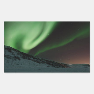 Green Northern Lights Aurora Borealis Norway Rectangular Sticker
