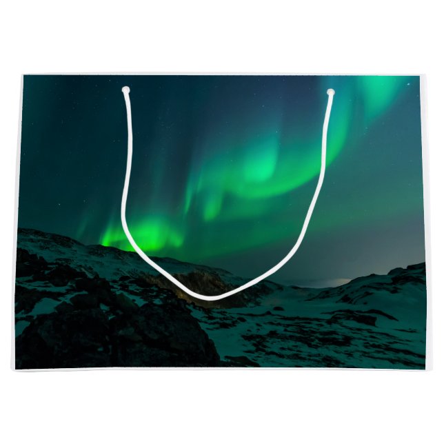 Green Northern Lights Large Gift Bag (Front)
