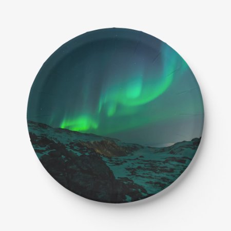 Green Northern Lights Paper Plates