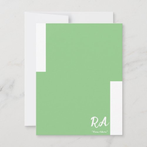 Green note card