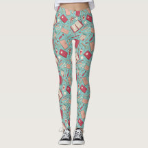 Green notebook patterned leggings