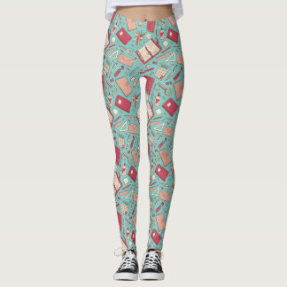 Green notebook patterned leggings