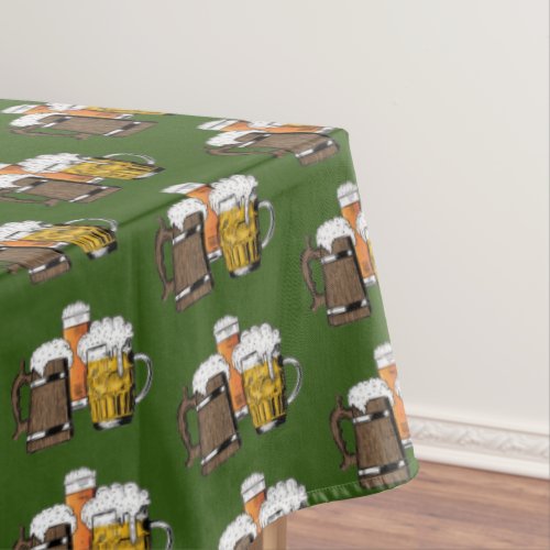 Green  Novelty Three Cheers  Beers Tablecloth