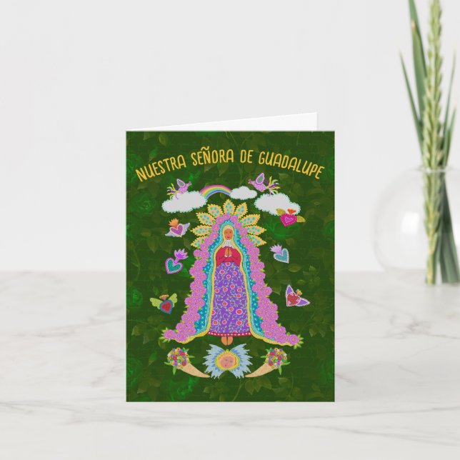 Green Nuestra Señora de Guadalupe  Note Card (Front)