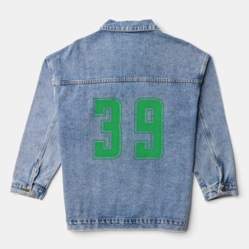 Green Number 39 Team Junior Sports Numbered Unifor Denim Jacket