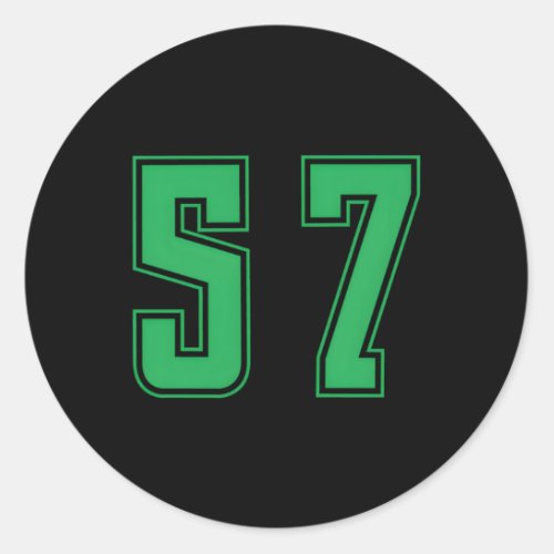 Green Number 57 Team Junior Sports Numbered Unifor Classic Round Sticker