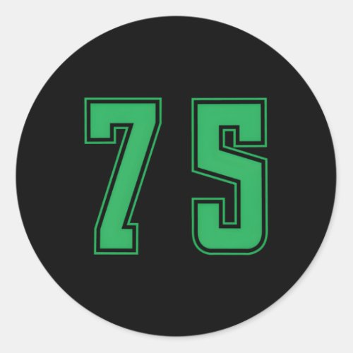 Green Number 75 Team Junior Sports Numbered Unifor Classic Round Sticker