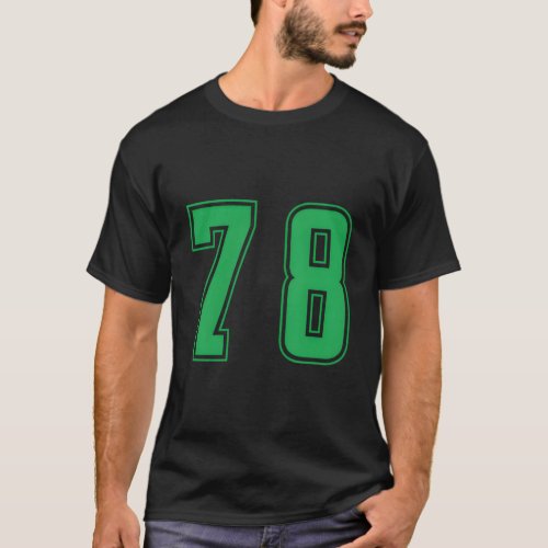 Green Number 78 Team Junior Sports Numbered Unifor T_Shirt