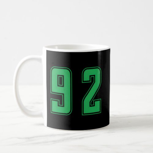 Green Number 92 Team Junior Sports Numbered Unifor Coffee Mug