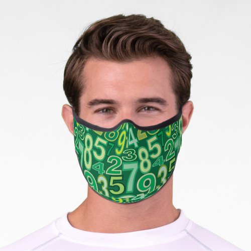 Green Number Pattern Premium Face Mask