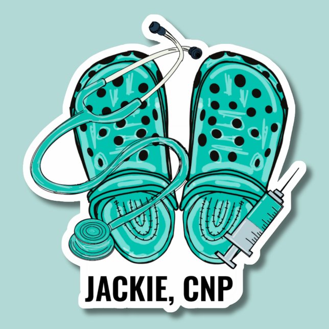Green Nursing Clogs & Syringe Monogram Waterproof Sticker (Creator Uploaded)