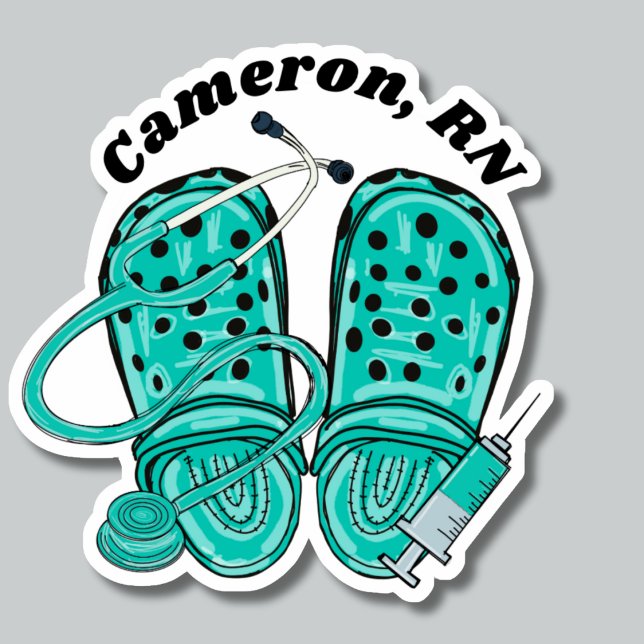 Green Nursing Clogs & Syringe Monogram Waterproof Sticker (Creator Uploaded)