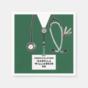 Green Nursing School Graduation Napkins