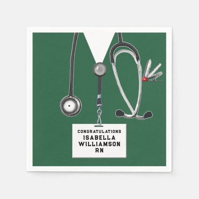 Green Nursing School Graduation Napkins (Front)