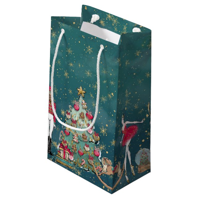 Green Nutcracker Ballet Holiday Gift Bag (Back Angled)