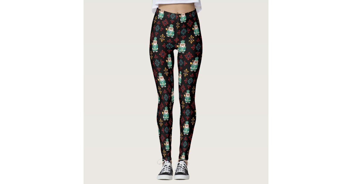 Merry Christmas Pug Santa Mistletoe Leggings, Zazzle