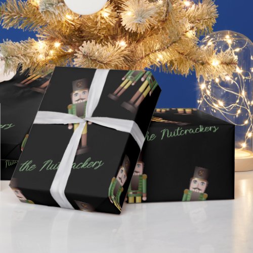 Green Nutcracker Soldier Christmas Wrapping Paper