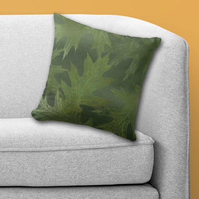 Green Oak Leaf Throw Pillow (Creator Uploaded)