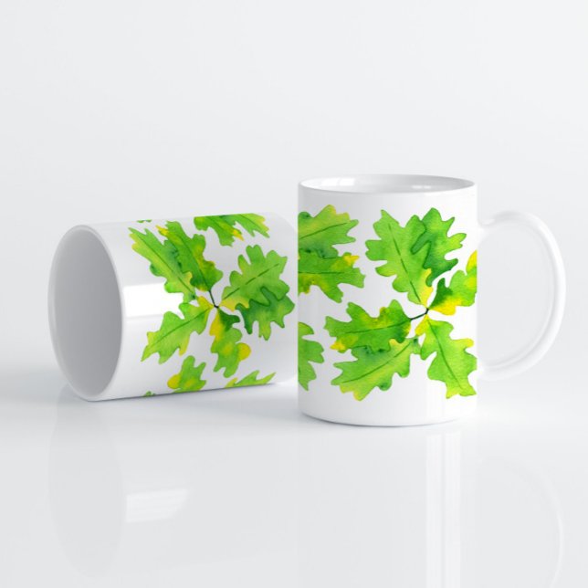 Green Oak Leaves Coffee Mug (Creator Uploaded)