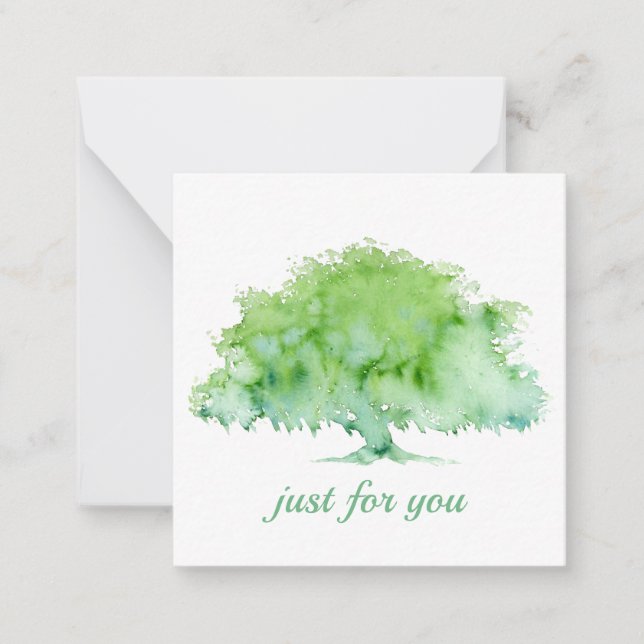 Green Oak Tree Note Card (Front)