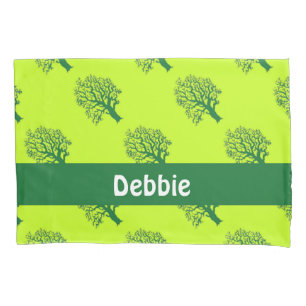 Green oaktrees pattern pillow case