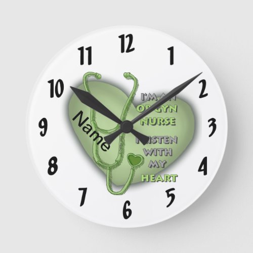 Green ObGyn Nurse custom name clock