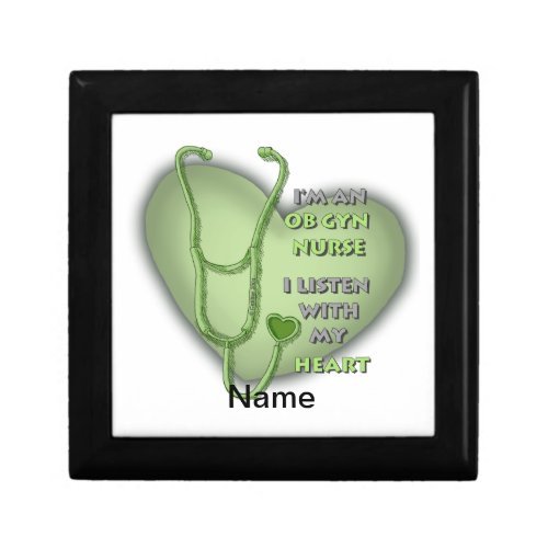 Green ObGyn Nurse custom name Gift Box