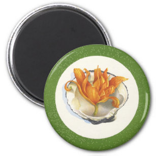 GREEN OCEAN ASH TRAY WITH ORANGE ACCENT MAGNET