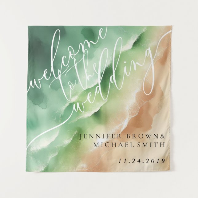 Green Ocean Beach Hot Party Welcome Backdrop (Front)