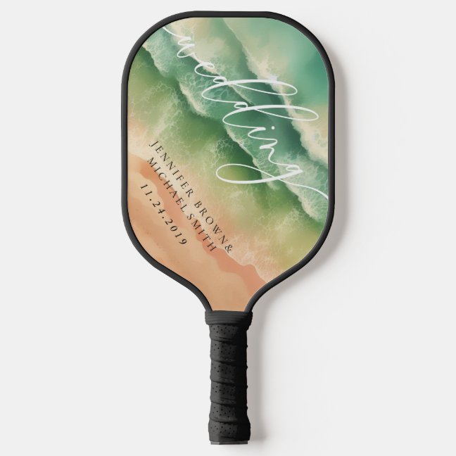 Green Ocean Beach Summer Party Games Wedding Pickleball Paddle