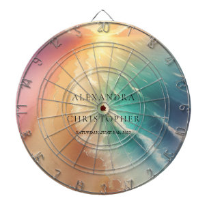 Green Ocean Beach Watercolor Affect Summer Sun Dart Board