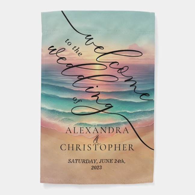 Green Ocean Beach Watercolor Signature Sun Garden Flag