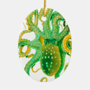 green octopus ceramic ornament