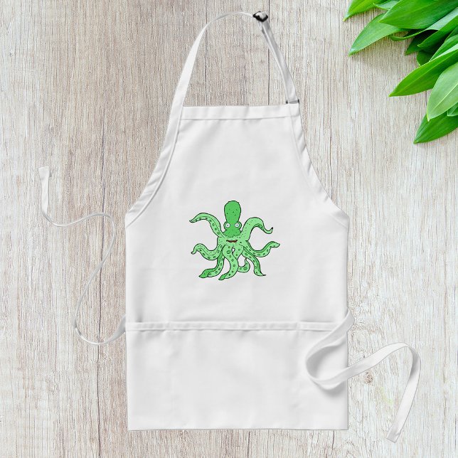 Green Octopus Character Quirky Sea Monster Adult Apron (Creator Uploaded)