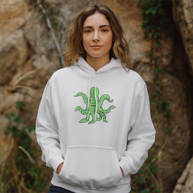 Green Octopus Character Quirky Sea Monster Hoodie (Creator Uploaded)