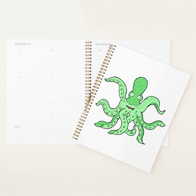 Green Octopus Character Quirky Sea Monster Planner (Creator Uploaded)