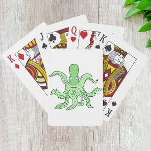 Green Octopus Character Quirky Sea Monster Poker Cards