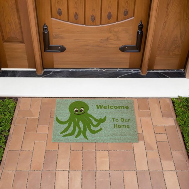 Green Octopus Design Personalised Fiber Doormat (Insitu (Outdoor))