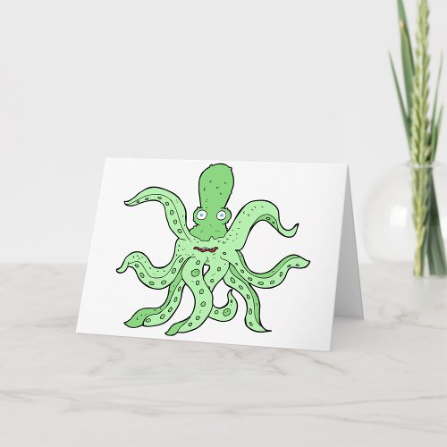 Green Octopus Greeting Cards