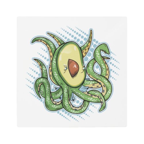 Green octopus  metal print