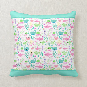 Green Octopus Whale Ocean  Beach Water Baby   Kid Throw Pillow