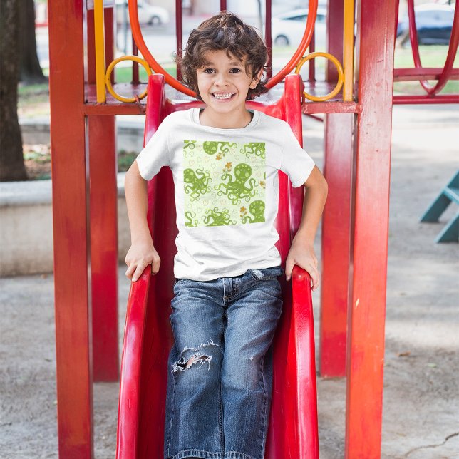 Green Octopuses With Flowers T-Shirt (Creator Uploaded)