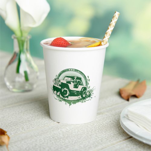 Green Off Road Vehicle Paper Cups