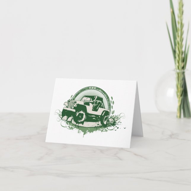 Green Off Road Vehicle Thank You Card (Front)
