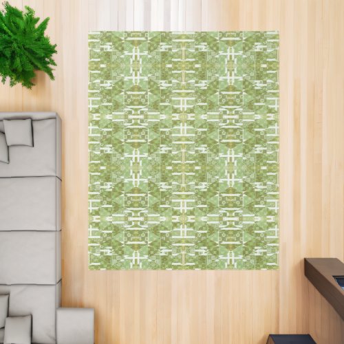 Green Off White Abstract Art Rug Large