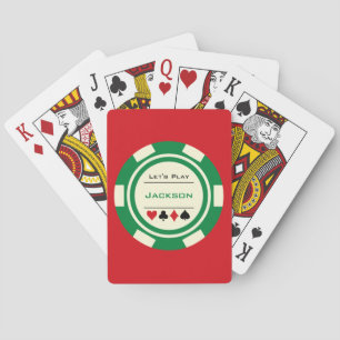Green Off White Casino Poker Chip Gambler Cards